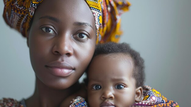 Afrodescendant mother with her baby generative ai