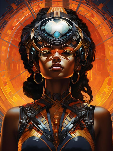 Afrofuturism art of beautiful girl