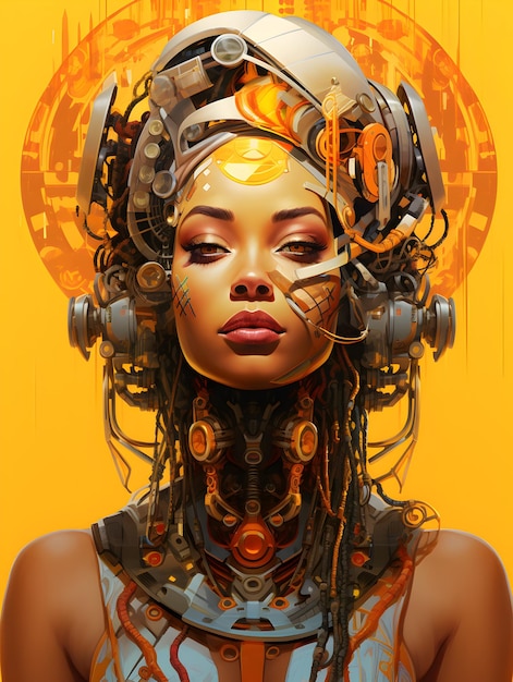 Afrofuturism art of beautiful girl