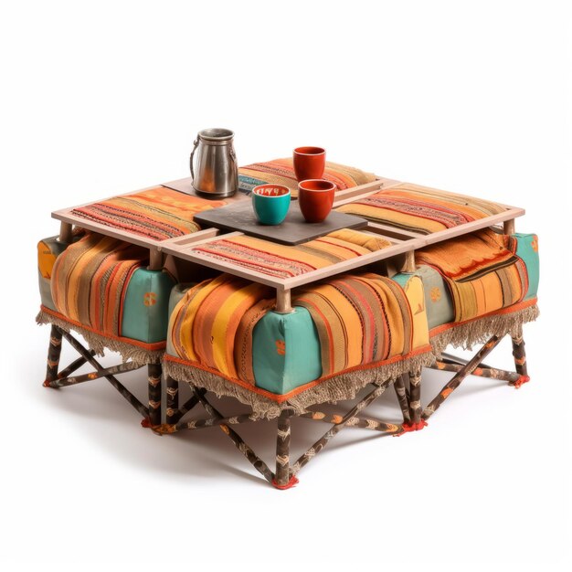 Photo an afrofuturisminspired rectangular table with insectmade pers