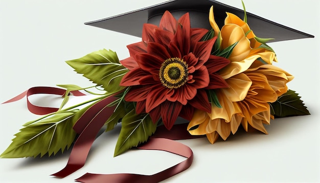 Afstuderen hoed academische pet afgestudeerde pet met bloemen