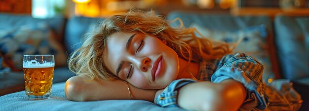 after the party a drunken young woman is sleeping in the living room