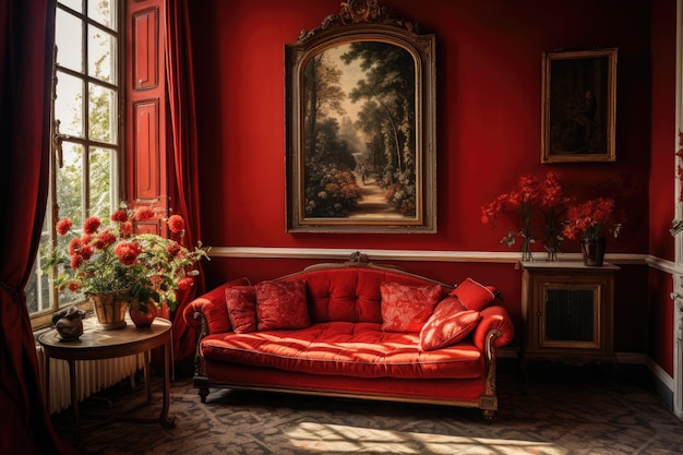 After the room has been restored or renovated one can choose to paint the walls red