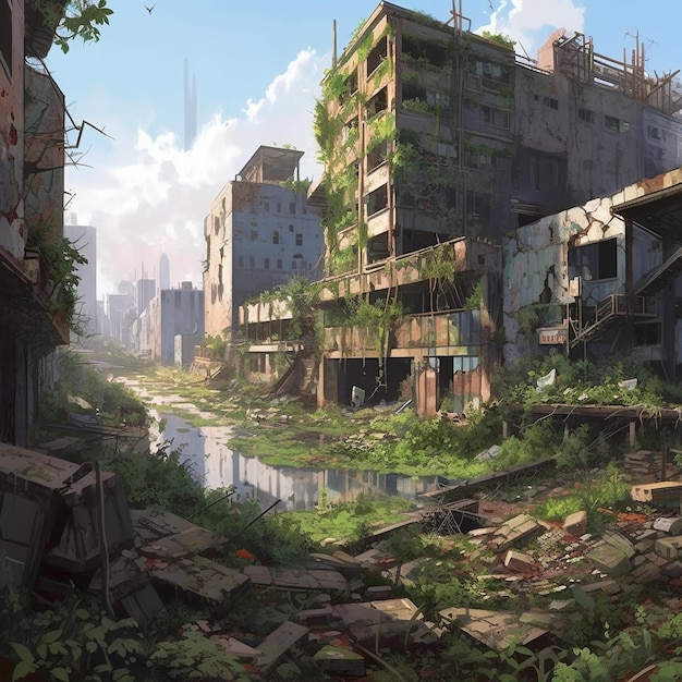 Aftermath Metropolis A PostApocalyptic Cityscape on the Edge