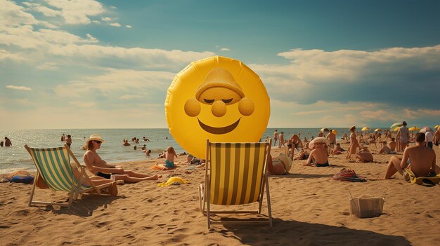 Foto ritratto estetico di pomeriggio sulla spiaggia di un sole giallo