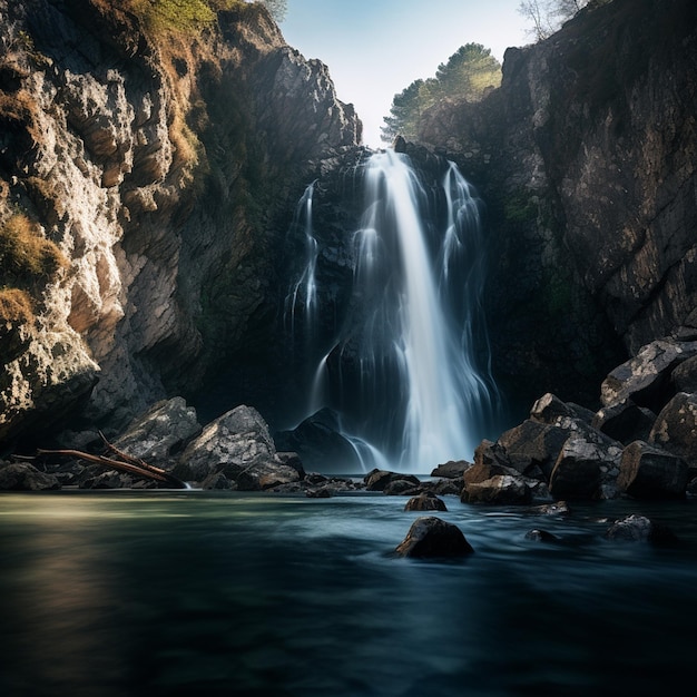 Afternoon Cascade Radiant Waterfall Landscape