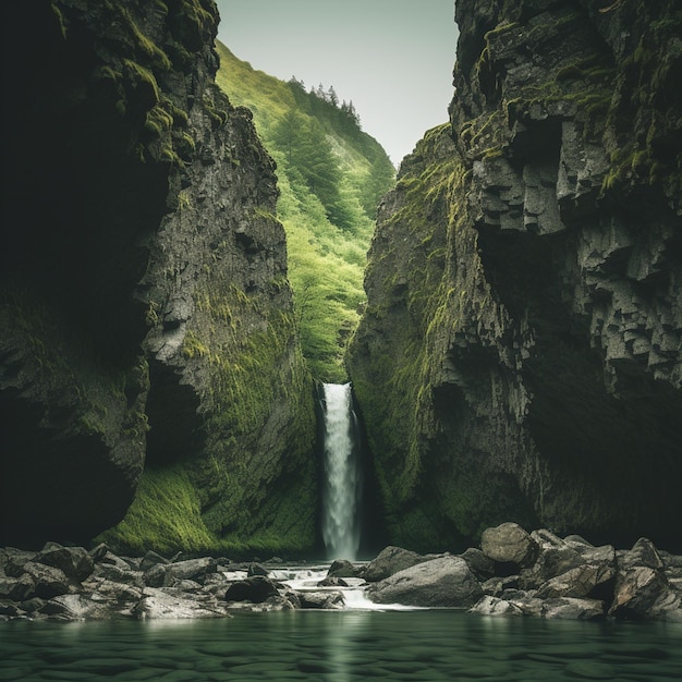 Afternoon Cascade Radiant Waterfall Landscape