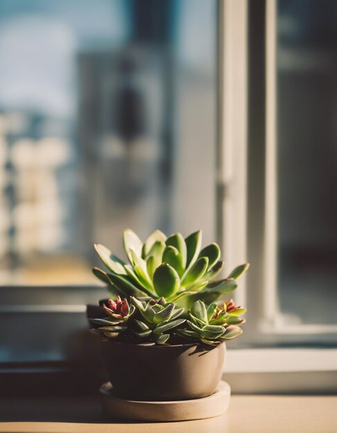 Photo afternoon portrait of a potted plant in white surroundings