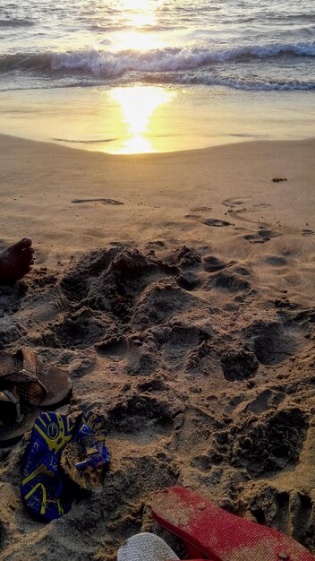 Photo afternoon sand beach view at carita anyer beach indonesia