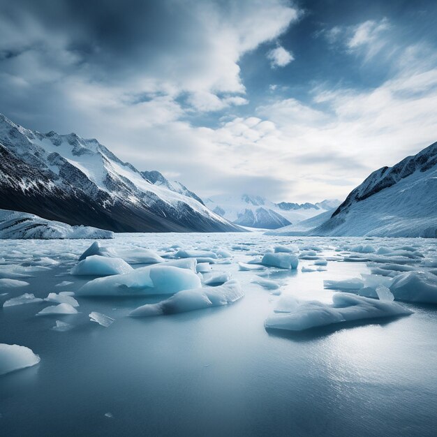 写真 午後の静けさ ミニマリストの氷河の景色