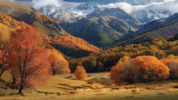 山の頂上を背景に 秋の山の牧草地は 静けさの避難所になる 葉の鳴き声のメロディーが 魂にセレナードを奏でる