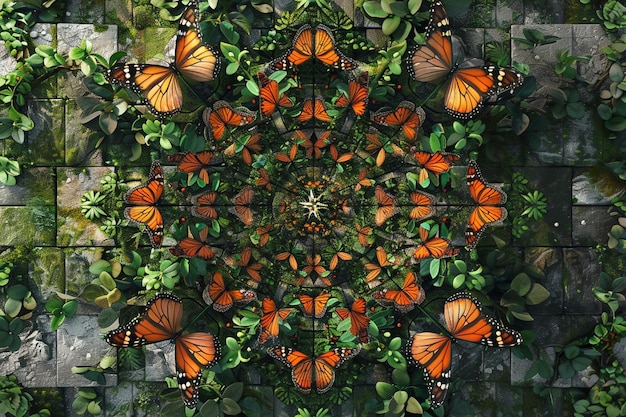 Against the canvas of greenery a symmetrical kalei generative ai