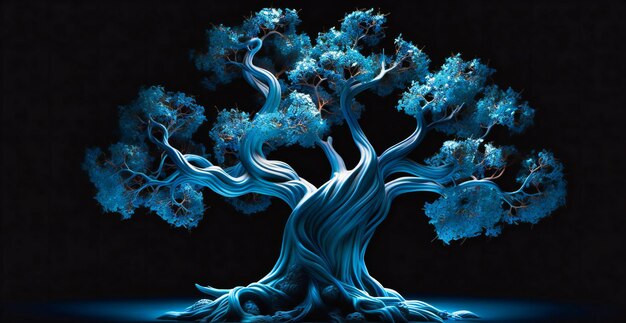 Against a dark backdrop a brain gives rise to a tree of neurons symbolizing the roots of cognition and growth