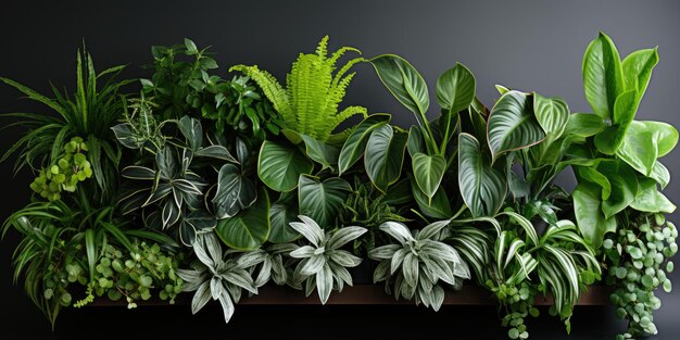 Photo against a white backdrop you can see leafy tropical plants growing on a tree trunk such as bromel