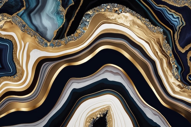 Agate stone wallpaper pattern with gold veins and natural mineral feel