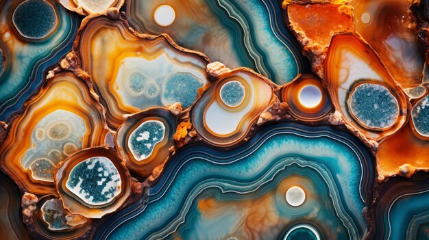 Agate textuur kleurrijke en betoverende mengeling van aardse schoonheid elegante kristallen en stenen