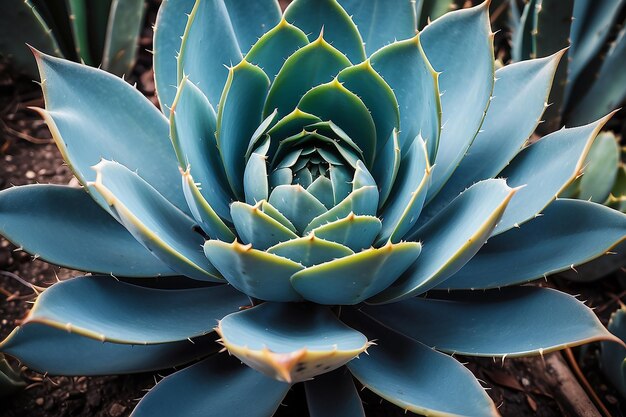 Agave attenuata leaf cactus plant soft details texture Lush succulent leaves details Dark tropical