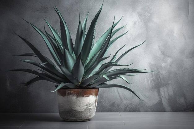 Photo agave palm tree plant on gray background