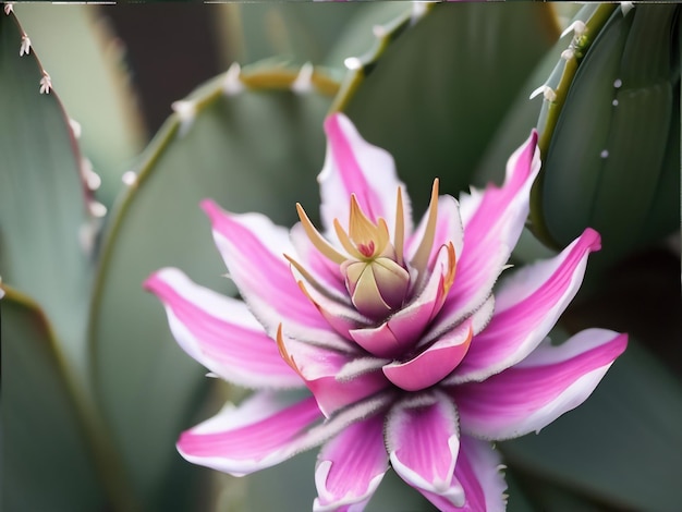 リュウゼツランの植物とピンクの花 Nature039s 繊細な美しさ