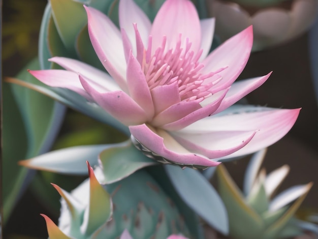 Agave Plant and Pink Flowers Nature039s Delicate Beauty