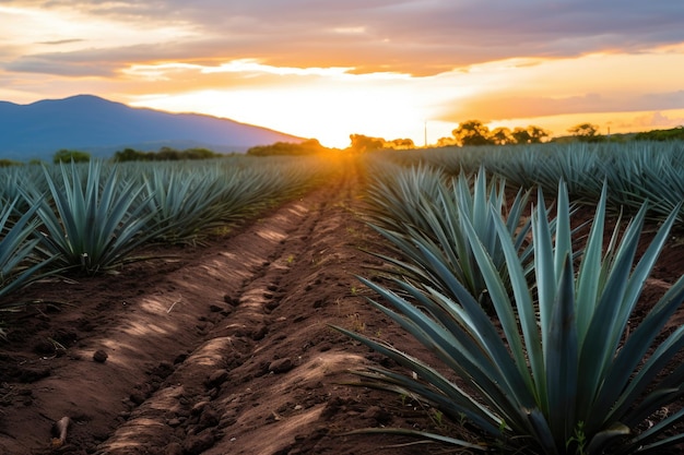 Foto piante di agave piantate per la produzione di tequila