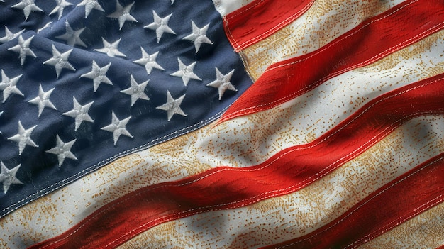 Фото Старый американский флаг с винтажной привлекательностью