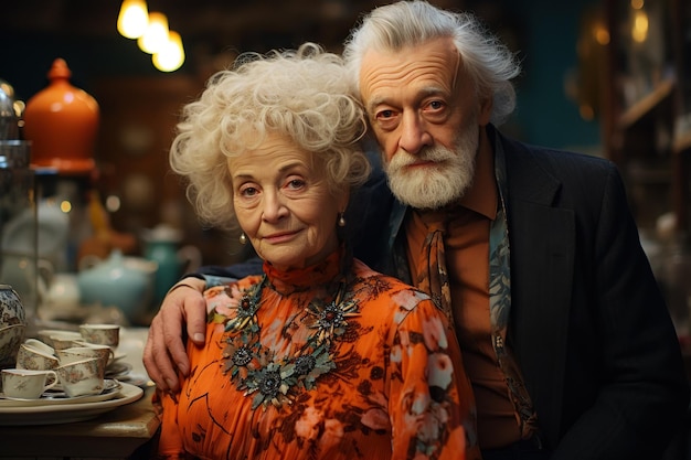 Aged Couple Cheerful Modern Stylish Happiness Active Lifestyle of Elderly Fashionable Seniors