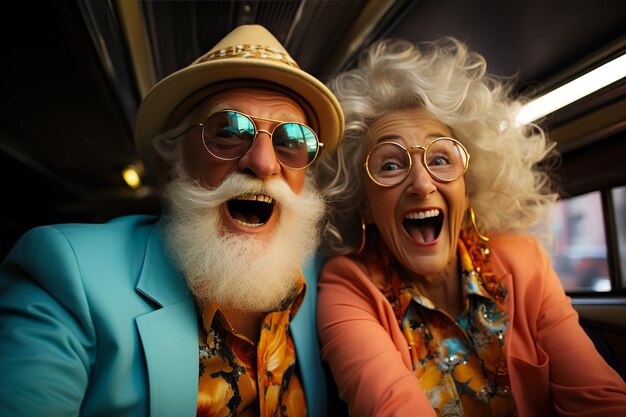 Aged Couple Cheerful Modern Stylish Happiness Active Lifestyle of Elderly Fashionable Seniors