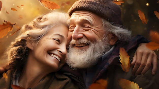 Aged couple happy together Generative AI