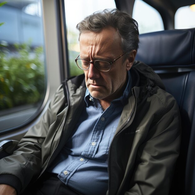 Aged Man Feeling Tired During Travel