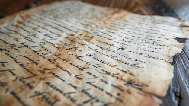 aged manuscript with cursive script on worn weathered and torn paper