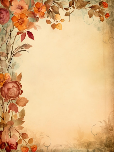 Aged Paper Floral Border