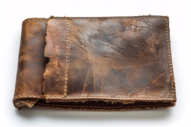 Aged purse on blank surface