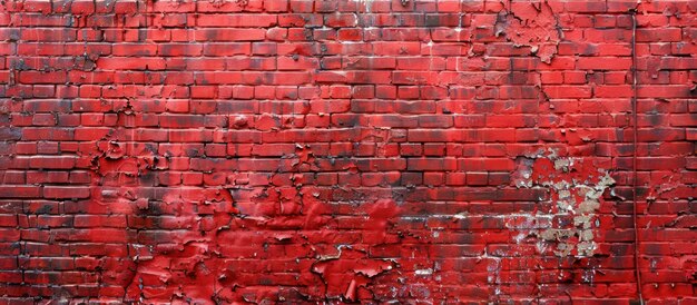 Aged Red Brick Wall With Peeling Paint