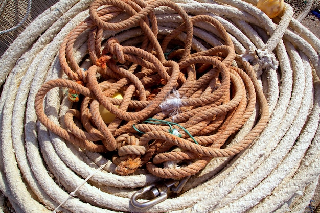 Aged ropes from fishing tackle stuff