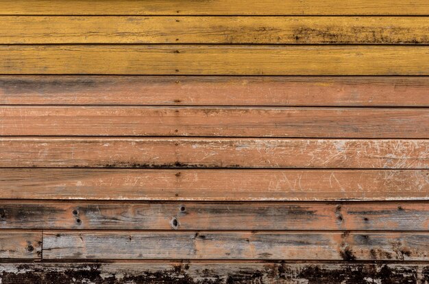 Aged rustic wooden background texture in yellow.