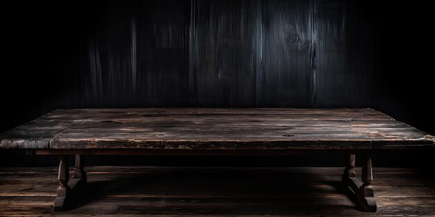 Aged table on black backdrop