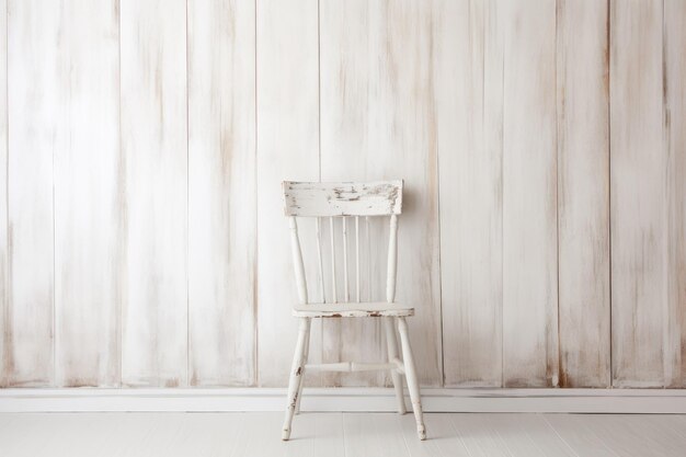 Photo aged wooden chair with white backdrop