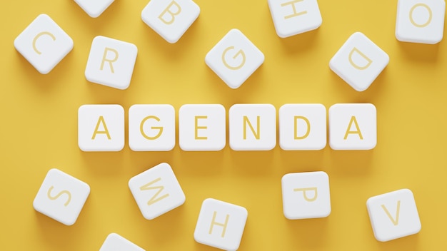 AGENDA word concept on 3D cube