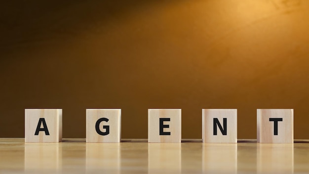 AGENT word written with wooden Cube