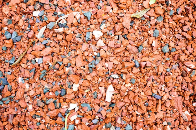 Aggregates of bricks for making concrete Crushed red brick as a texture background of natural materials