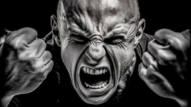 aggressive angry man with clenched fists roars loudly made with Generative AI