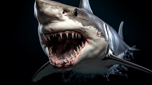 Aggressive big shark in river image Generative AI