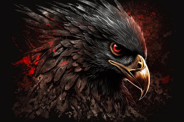 Агрессивный черно-красный орел Генеративный ИИ