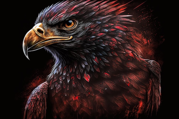 Aggressive black and red eagle Generative AI