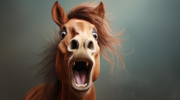 Photo aggressive digital illustration intriguingly taboo horse cartoon