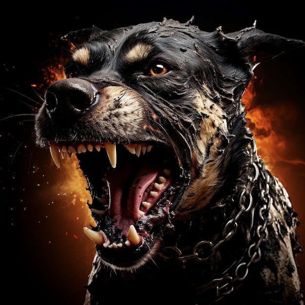 Aggressive Dog Portrait Bark Concept