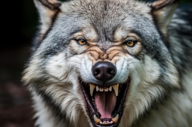 The aggressive wolf grinned