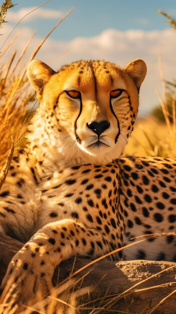 Agile cheetah resting in the shade wallpaper for the phone