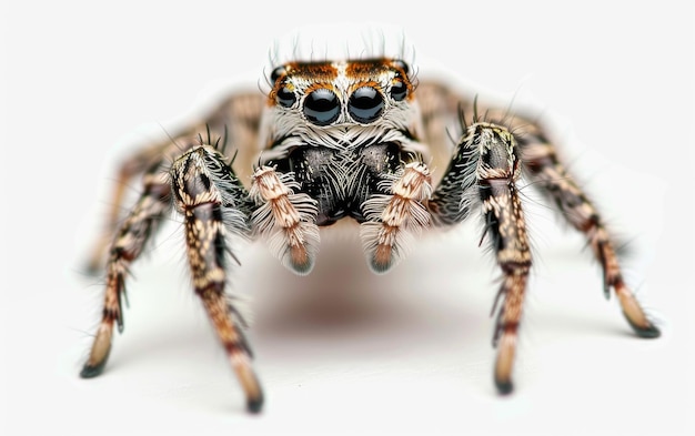 Agile Moves of the Jumping Spider On White Background